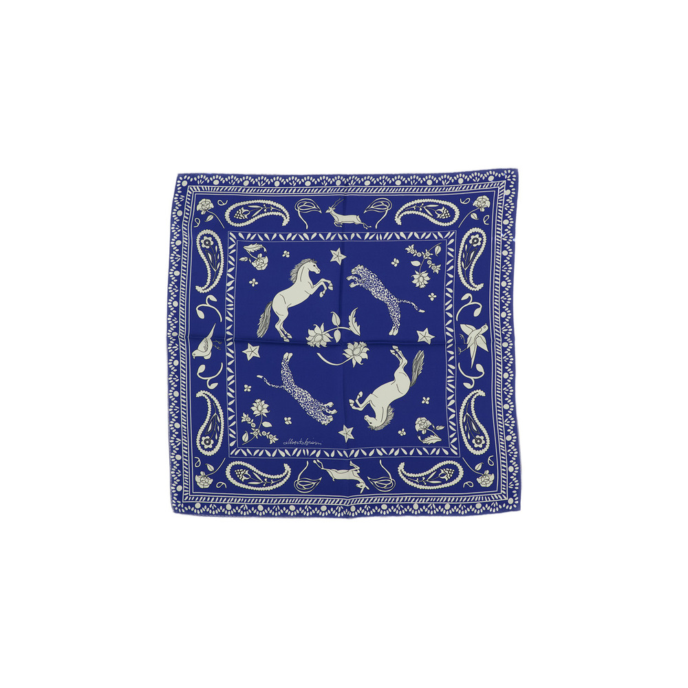 ALBERTO BIANI Double-Sided Graphic Print Silk Foulard